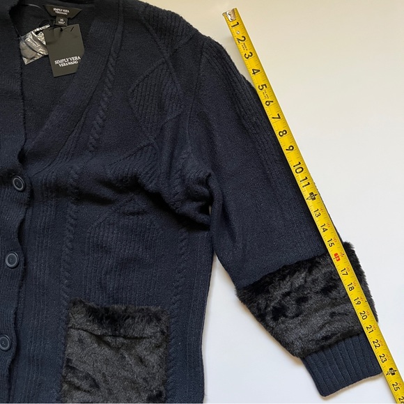 SVW Cable Knit Fur Trimmed Cardigan Sweater - Picture 14 of 14